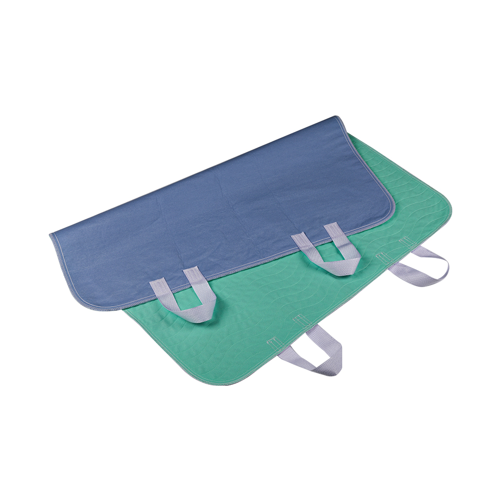 Elder Care Polyester, schnell absorbierende, waschbare Unterlage, PVC, wasserdicht, auslaufsicher, Inkontinenz-Patientenlifter, Positionierungs-Bettunterlage mit Griffen